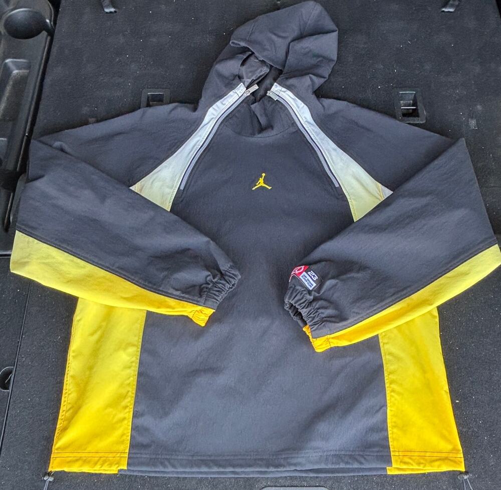 Nike Jordan Flight Lightweight Half-Zip Hoodie Black Yellow IF1900-045, Men’s M